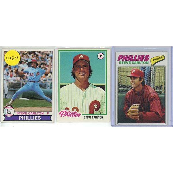 (3) 1970's Topps - Phillies Steve Carlton Cards.