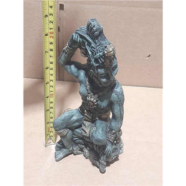 Vintage Aztec Tribal Warrior Sculpture.