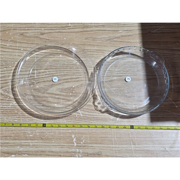 2 pyrex pie plates- 1 deep dish and 9.5" crimped edge pie plate