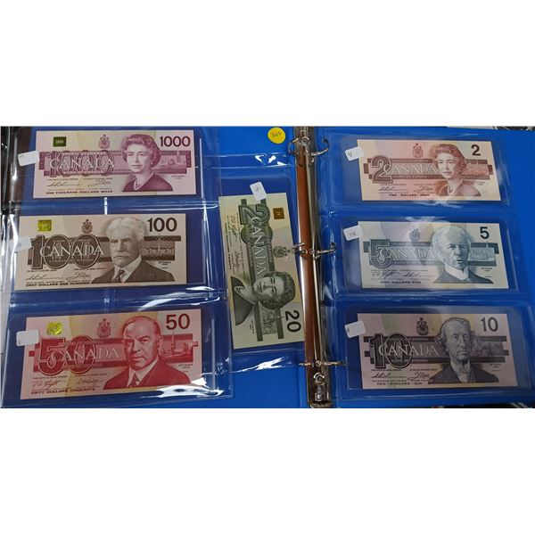 Full Set of Canadian Bird Bills - $2, $5, $10, $20, $50, $100, $1000