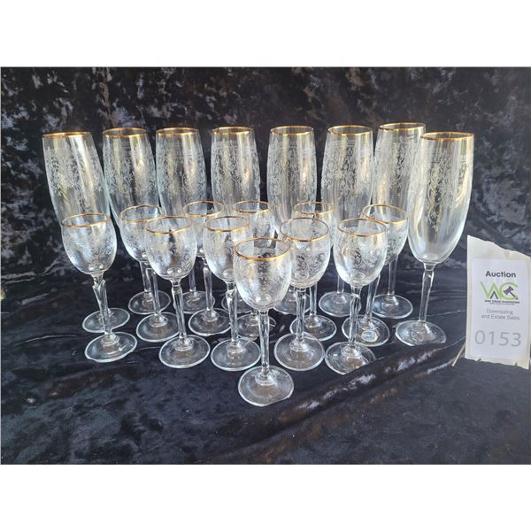 Bohemia Gold Rimmed Crystal Stemware SC1 Cat A
