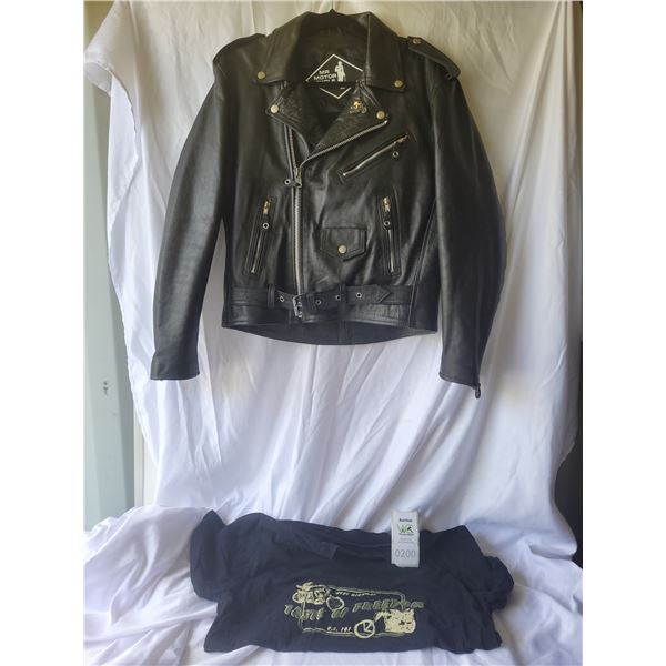 New Mr Motor Cycle Men's Leather Biker Jacket & Tshirt SC2 Cat B