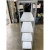 Image 2 : NEW ASSEMBLED.  WHITE METAL SHELVING UNIT WITH REAR CAGE BACKING 48" WIDE, 70 INCH TALL, 16 INCH DEE