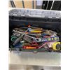 Image 1 : BLACK PLASTIC TOOL BOX WITH ASSORTED HAND TOOLS