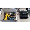 Image 1 : MOTOMASTER 12V BATTERY CHARGER WITH ENGINE START, ASSORTED POWER TOOLS INCLUDING DWALT CORDLESS DRIL