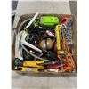 Image 1 : TRAY OF ASORTED TOOLS. FLASH LIGHT, CHAIN, MISC ITEMS