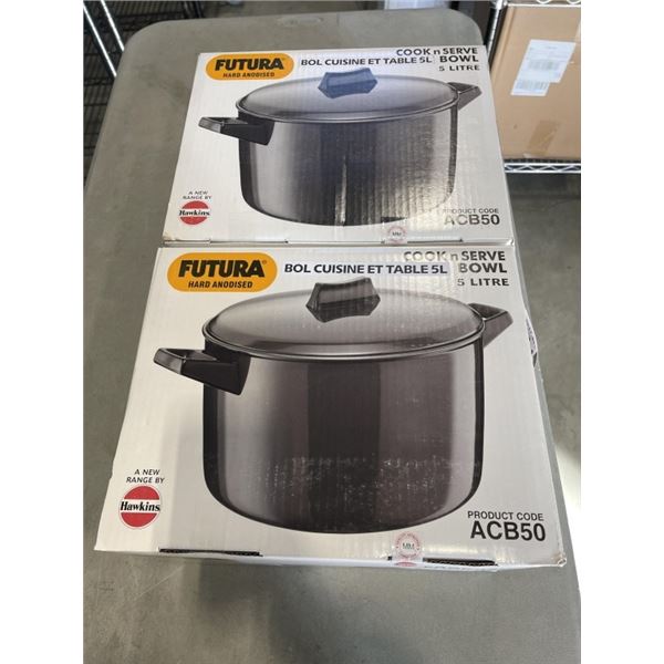 LOT OF 2 NEW FUTURA COOK N SERVE BOWL 5 LITRE