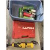 Image 1 : HAMMER DRILL, GRINDER AND TOTE OF SHOW FLUIDS