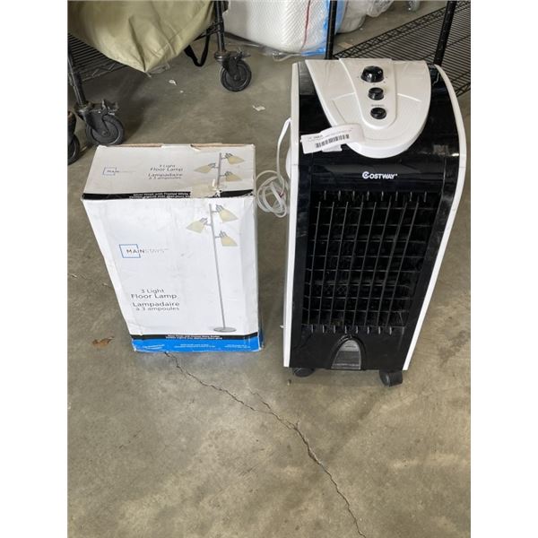 3-LIGHT FLOOR LAMP AND COSTWAY AIR COOLER