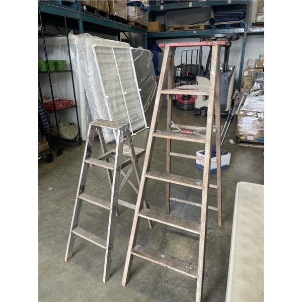 2 WOOD A-FRAME LADDERS
