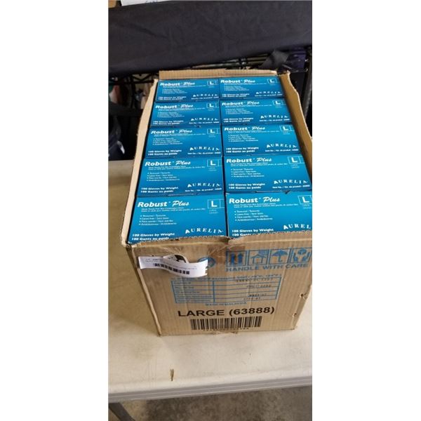 NEW CASE OF ROBUST SIZE LARGE NITRILE GLOVES - 100 PER BOX, 1000 TOTAL