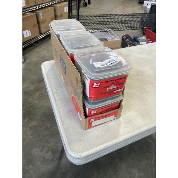 NEW CASE OF 2-1/4 DRY WALL SCREWS - 6 TUBS OF 500, 3000 TOTAL