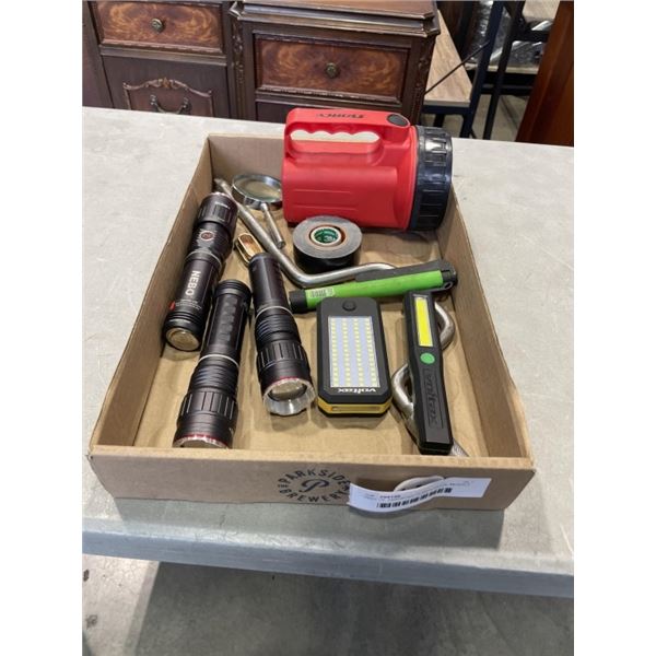 TRAY OF ASSORTED FLASHLIGHTS, MOSTLY LED