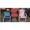 Image 1 : 2 FOLDING BECH CHAIRS AND 2 STACKING OFFICE CHAIRS