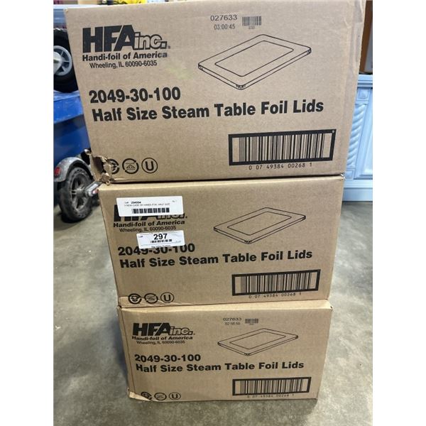 3 NEW CASE OF HANDI-FOIL HALF SIZE STEAM TABLE FOIL LIDS, 100 PER CASE