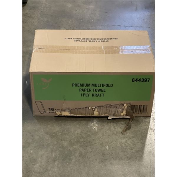 NEW CASE OF PREMIUM MULTI-FOLD PAPER TOWEL, 16 SLEEVES OF 250 TOWELS, 4000 TOTAL