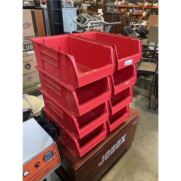 8 AKRO RED STACKING ORGANIZER BINS