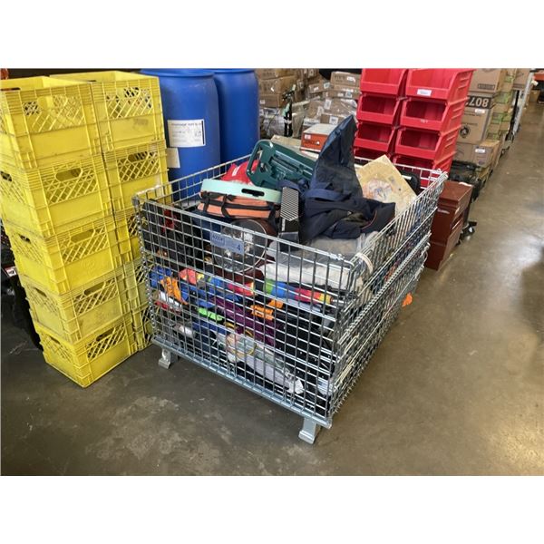 PALLET OF ASSORTED GOODS, CONTENTS OF REPOSESSSED VEHICLES, BIN NOT INCLUDED