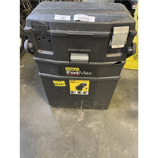 STANLEY FAT MAX EXPANDABLE ROLLING CONTRACTOR TOOL BOX WITH ASSORTED HAND TOOLS, WRNECH SETS, ETC