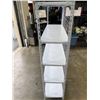 Image 2 : NEW ASSEMBLED.  WHITE METAL SHELVING UNIT WITH REAR CAGE BACKING 48" WIDE, 70 INCH TALL, 16 INCH DEE