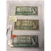 Image 1 : 3 1954 CANADIAN $1 BILLS, 2 REGULAR BILLS PLUS 1 ASTERICKS