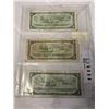 Image 2 : 3 1954 CANADIAN $1 BILLS, 2 REGULAR BILLS PLUS 1 ASTERICKS
