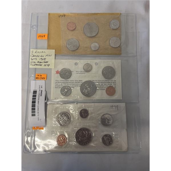 3 ROYAL CANADIAN MINT COINS SETS 1968, 1960, 1979
