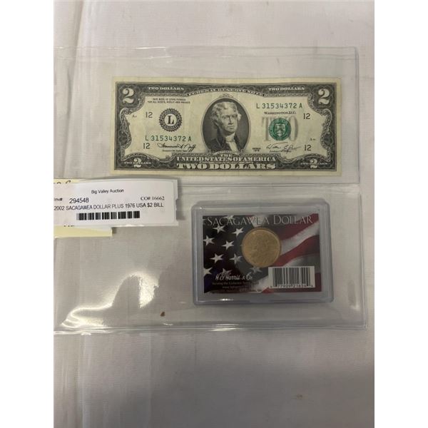 2002 SACAGAWEA DOLLAR PLUS 1976 USA $2 BILL