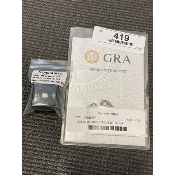 1.0CT MOISSANITE STONE WITH GRA CERTIFICATE