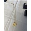 Image 1 : VINTAGE HAND CARVED GENUINE IVORY ROSE PENDANT W/ GOLD CHAIN 16-18" LENGTH