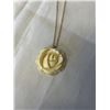 Image 2 : VINTAGE HAND CARVED GENUINE IVORY ROSE PENDANT W/ GOLD CHAIN 16-18" LENGTH
