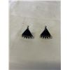 Image 1 : PAIR OF VINTAGE MEXCIAN SILVER W/ BLACK ONYX STONES SCREW ON EARRINGS, MARKED NF SILVER MEXICO