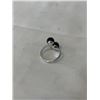 Image 2 : VINTAGE STERLING SILVER W/ 2 BLACK ONYX BEAD SIZE STONES RING MARKED AK STERLING SIZE 8