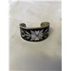 Image 1 : VINTAGE SILVER W/ MOTHER OF PEARL AND ABELONE INLAID HAND CRAFTED OPEN CUFF BANGLE MARKED MEXICO