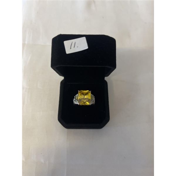 STERLING SILVER W/ COLOURED STONES AND TINY WHITE SPARKLING STONES RING, MARKED 925 SIZE 6