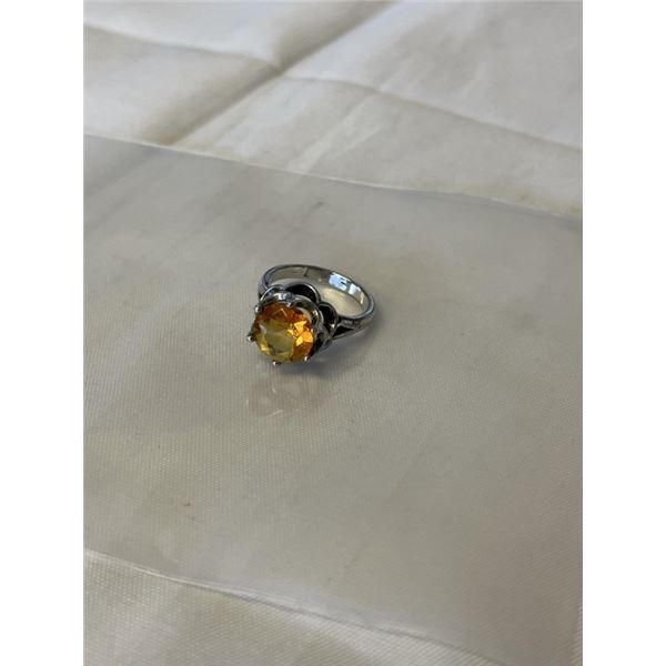 VINTAGE STERLING SILVER W/ QUARTZ STONE RING, UNMARKED, SIZE 7