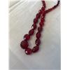 Image 2 : VINTAGE FACETED RED CRYSTAL BEADS NECKLACE 18" LENGTH