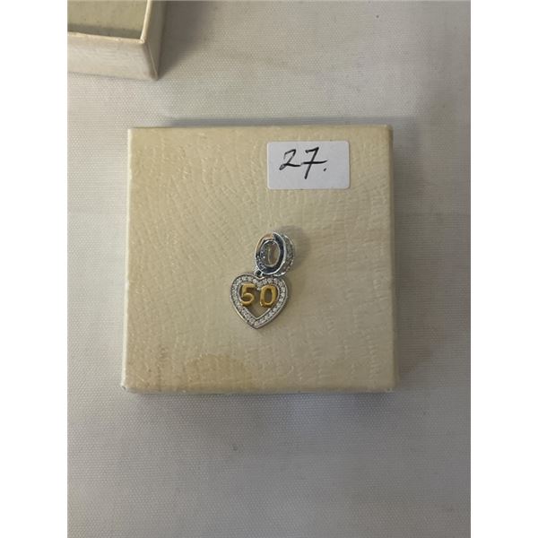 STERLING SILVER W/ 18K GOLD HEART PENDANT, MAKRED S925