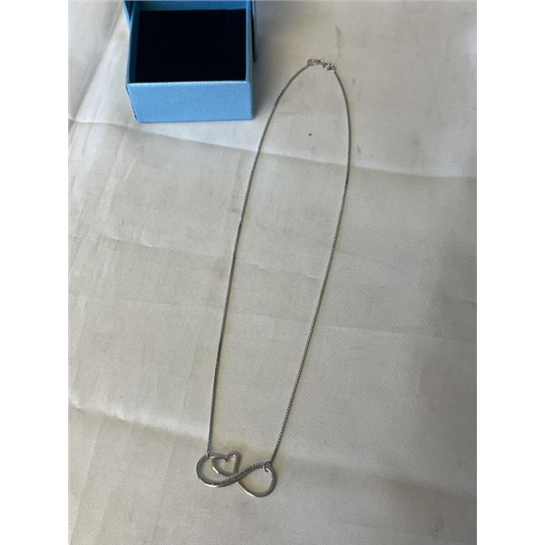 STERLING SILVER "I LOVE YOU TO THE MOON AND BACK" NECKLACE, LIKE NEW MAKRED 925 17" LENGTH