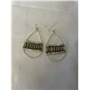 Image 1 : PAIR OF SILVER W/ BLACK ALASKAN DIAMOND STONES DANGLE EARRINGS, UNMARKED