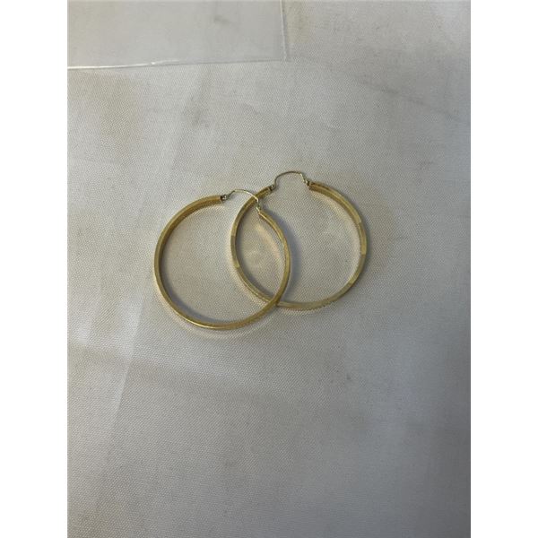 PAIR OF VINTAGE GOLD HOOP EARRINGS, MARKED EACH GERMANY AND NUMBERS