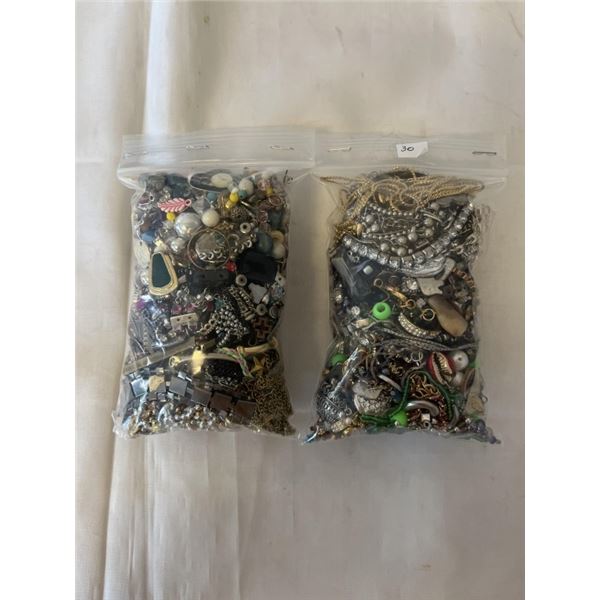2 SMALL BAGS OF MISC JEWELRY AND PARTS