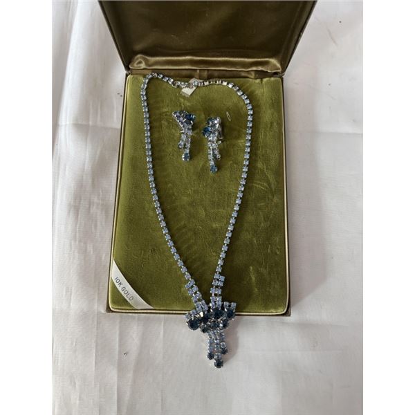 VINTAGE RHINESTONES NECKLACE W/ MATCHING EARRINGS