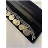 Image 2 : VINTAGE STERLING SILVER CHARM BRACELET W/ COINS MARKED AM STER PAT 3308517