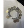 Image 3 : VINTAGE STERLING SILVER CHARM BRACELET W/ COINS MARKED AM STER PAT 3308517
