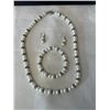 Image 2 : VINTAGE FRESHWATER PEARL NECKLACE W/ BRACELET AND EARRINGS SET, STAMPED 925