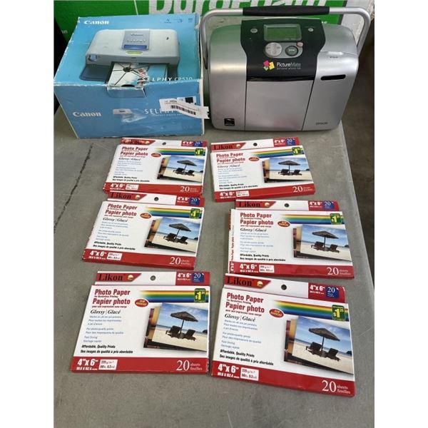 CANON AND EPSON PHOTO PRINTERS WITH PHOTO PAPER