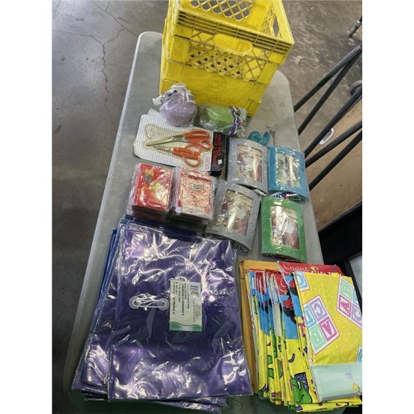 ASSORTED NEW PARTY DECOR, GIFT BAGS, STREAMERS ETC