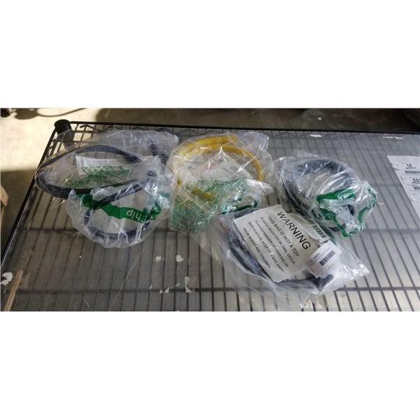 LOT OF 4 EXTENSION CORDS VARIOUS SIZES 3 FT AND 5FT 10  12 14 AWG