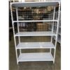 Image 1 : NEW ASSEMBLED.  WHITE METAL SHELVING UNIT WITH REAR CAGE BACKING 48" WIDE, 70 INCH TALL, 16 INCH DEE